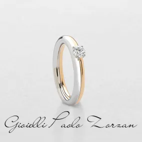 Anello solitario Giorgio Visconti  in oro rosa, bianco e diamanti 35608082