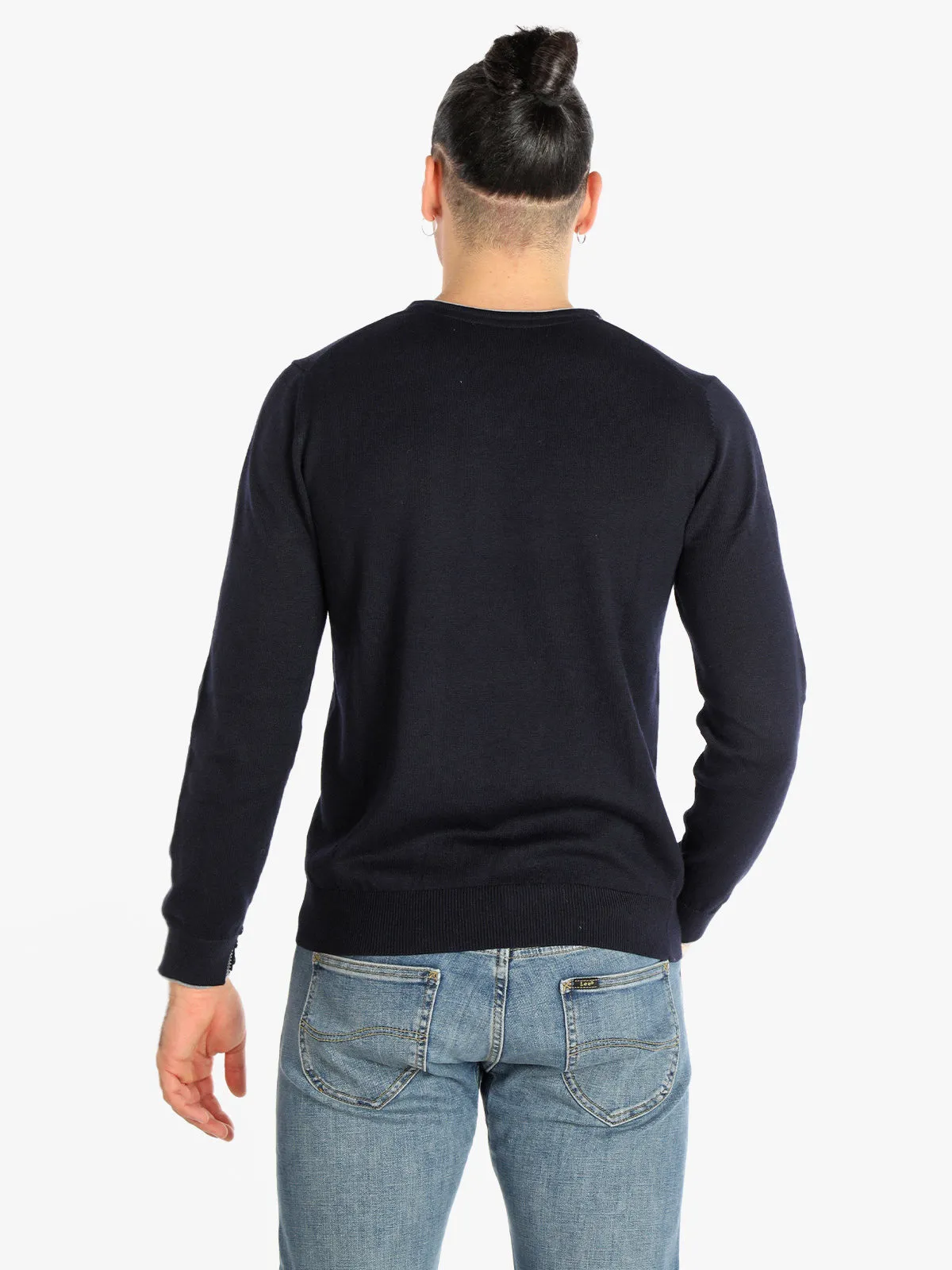 Baci & Abbracci Pull homme double col en maille de laine mélangée