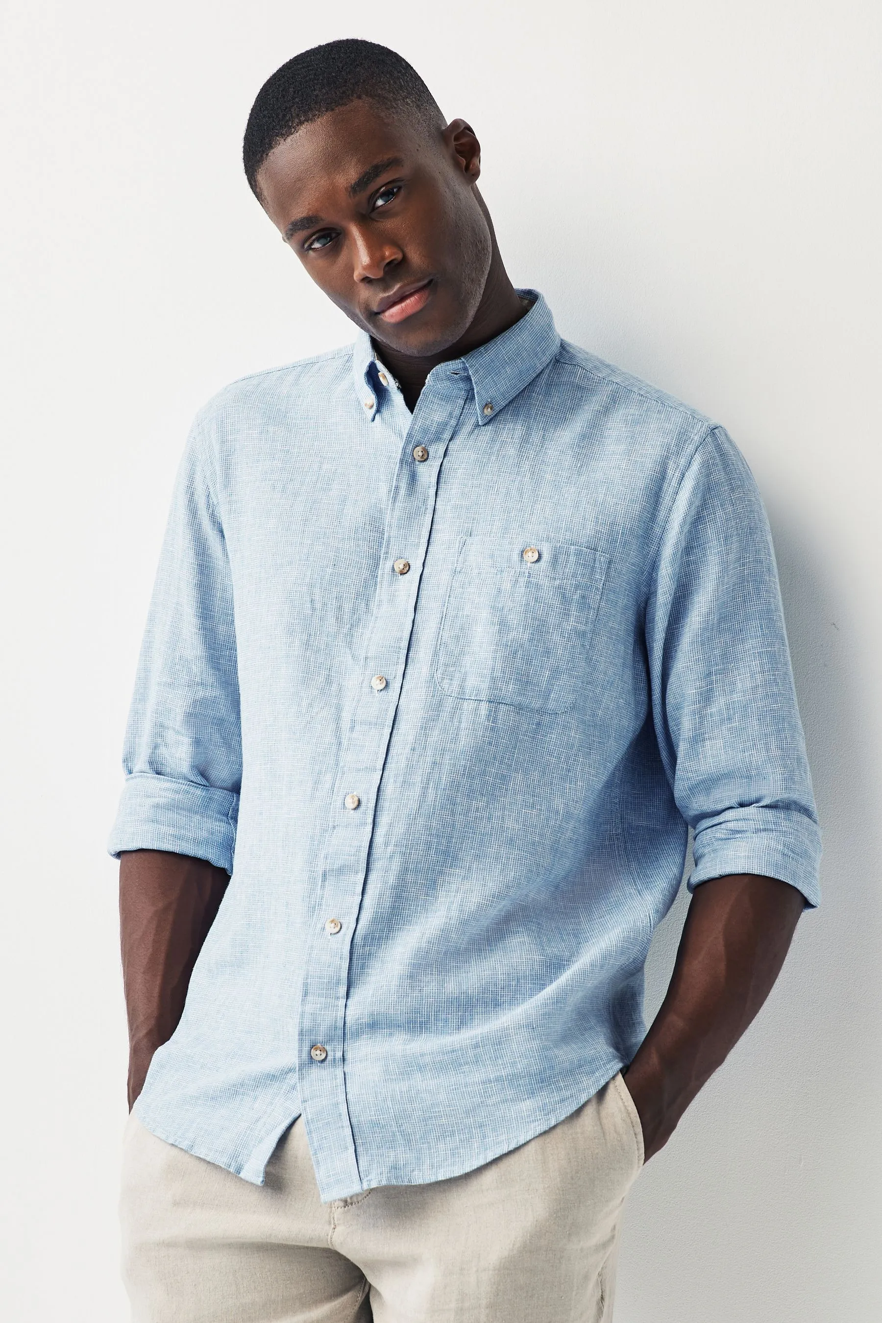 Camicia a maniche lunghe in misto lino