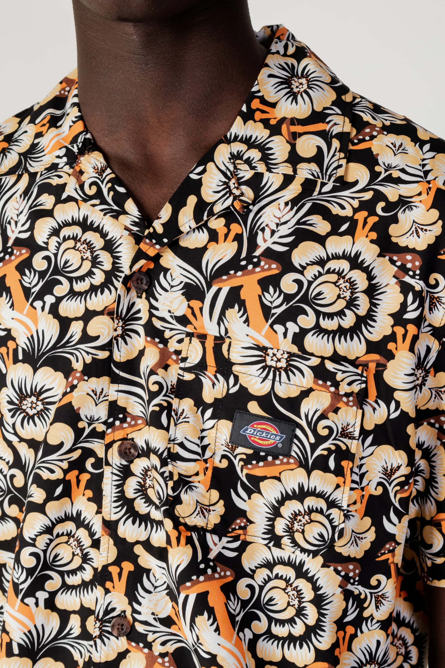 Camicia manica corta Dickies roseburg ss cl floral Arancione