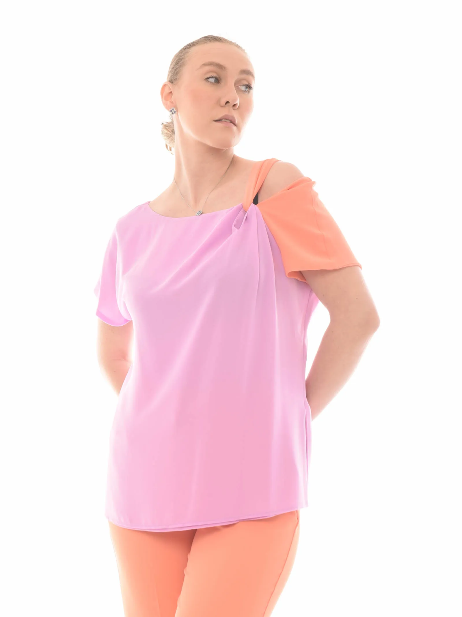 casacca bicolore con nodoin georgette