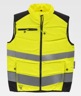 Cazadora acolchada combinada reflectantes Amarillo / Negro