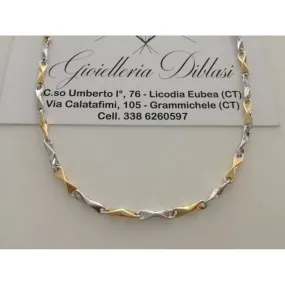 COLLANA ORO 18 KT 750% Bicolore GIALLO E BIANCO Uomo Donna Unisex COLLIER CATENA