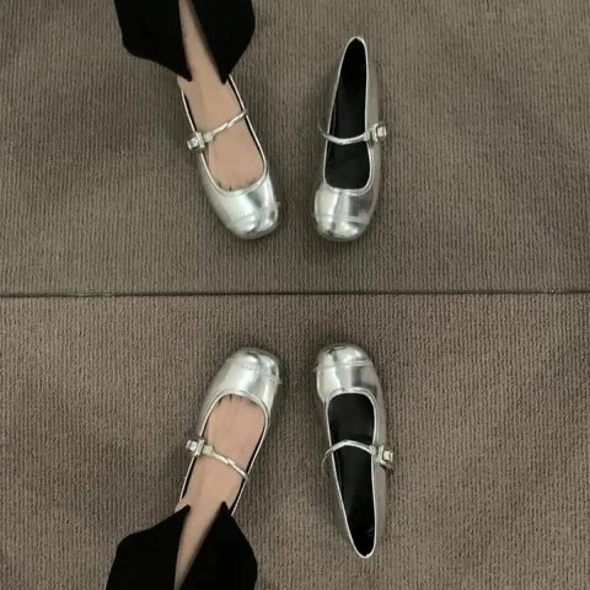 Designer Mary Jane Shoes Scarpe da donna in pelle con punta quadrata Scarpe slip-on casual alla moda Scarpe eleganti da strada d