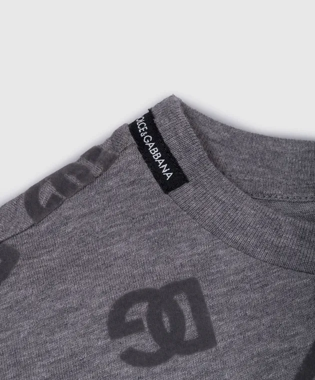 Dolce&Gabbana T-shirt grigia da bambino con logo DG testurizzato L4JTHVG7N2B812+