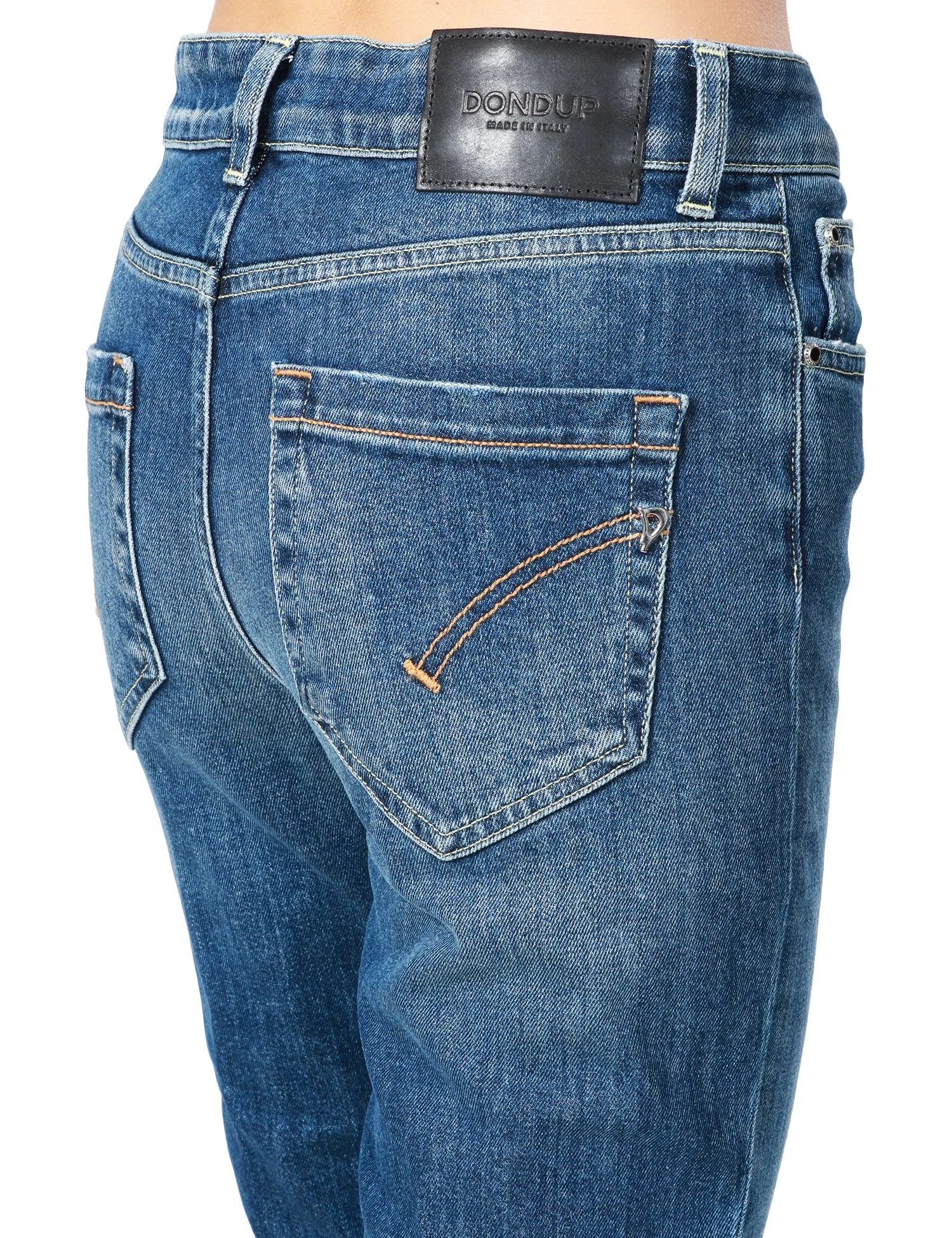 DonDup JEANS DONNA DONDUP KOONS LAVAGGIO MEDIO CINQUE TASCHE CON BOTTONIERA GIOIELLO E LUNGHEZZA ALLA CAVIGLIA