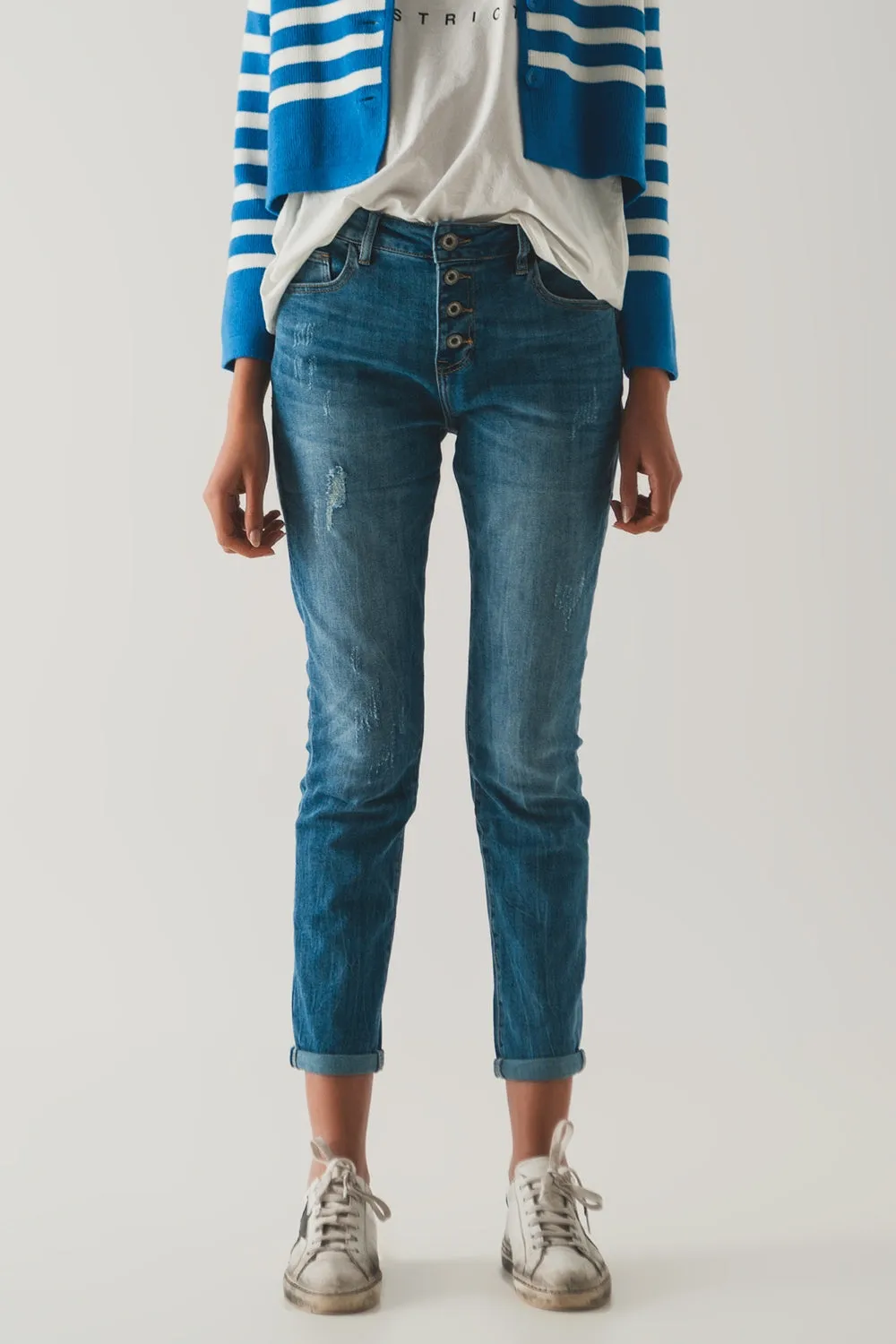 Jeans bottoni a vista
