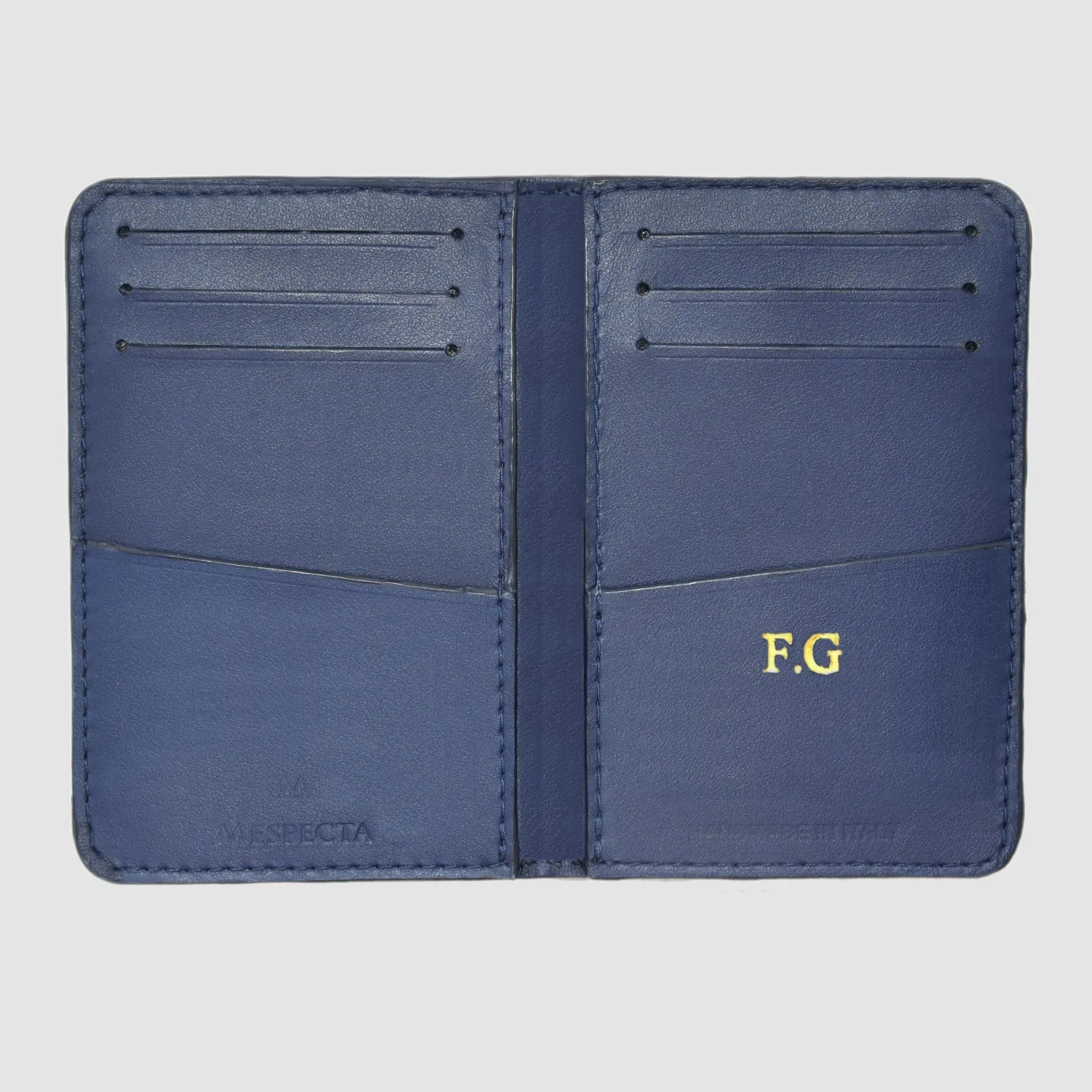 Mespecta Italia  ---------    ------------Porta carte Organizer tascabile in vera pelle di Alligatore Personalizzabile - Blu Nav