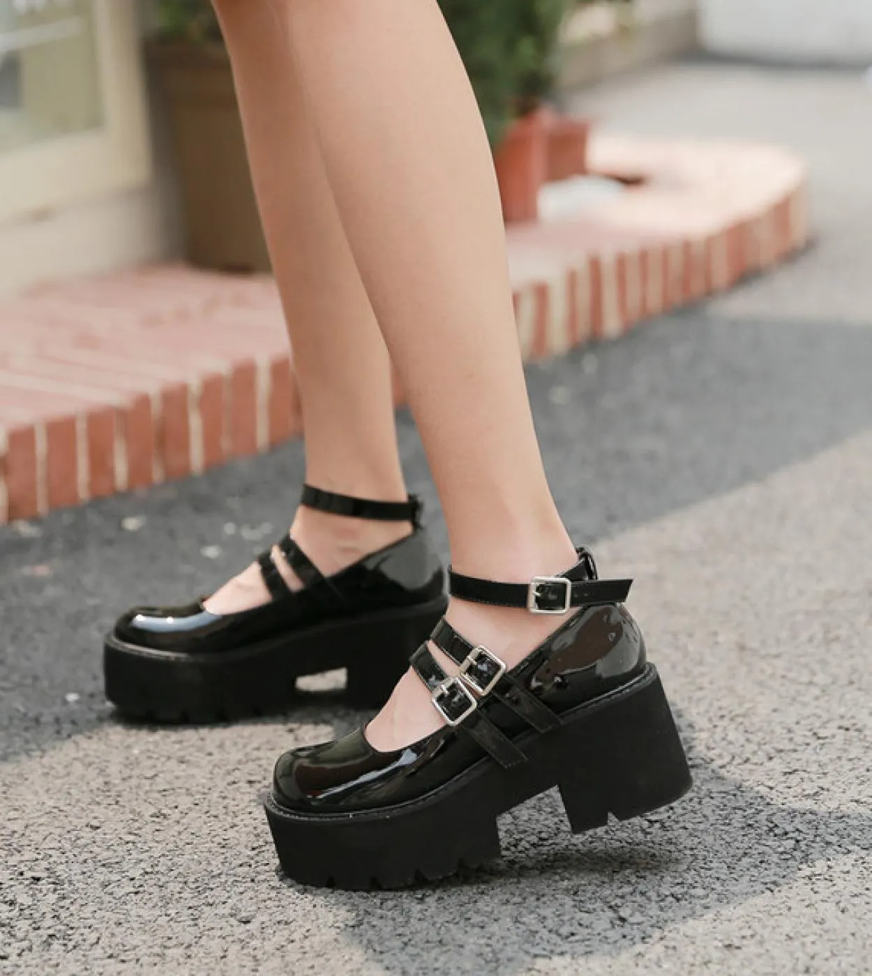 Moda Mary Janes Cinturino alla caviglia Fibbia Donna Pompe Piattaforma Zeppe Ragazze Scarpe Casual Tacchi alti Primavera Autunno