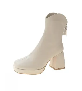 New Fashion All Match Stivaletti Tacchi alti 7cm 9cm Stivali con plateau con tacco spesso da donna Scarpe modello nere da donna