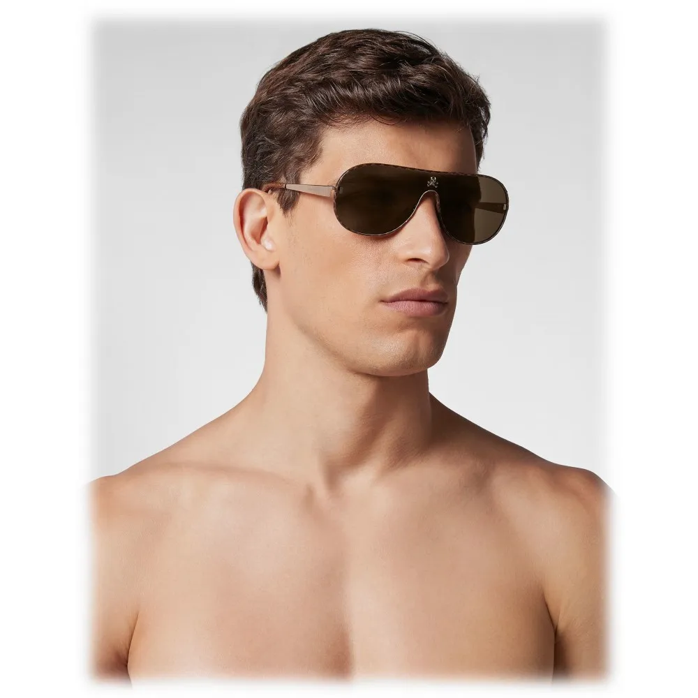 Philipp Plein - Target Leather Collection - Oro Marrone - Occhiali da Sole - Philipp Plein Eyewear