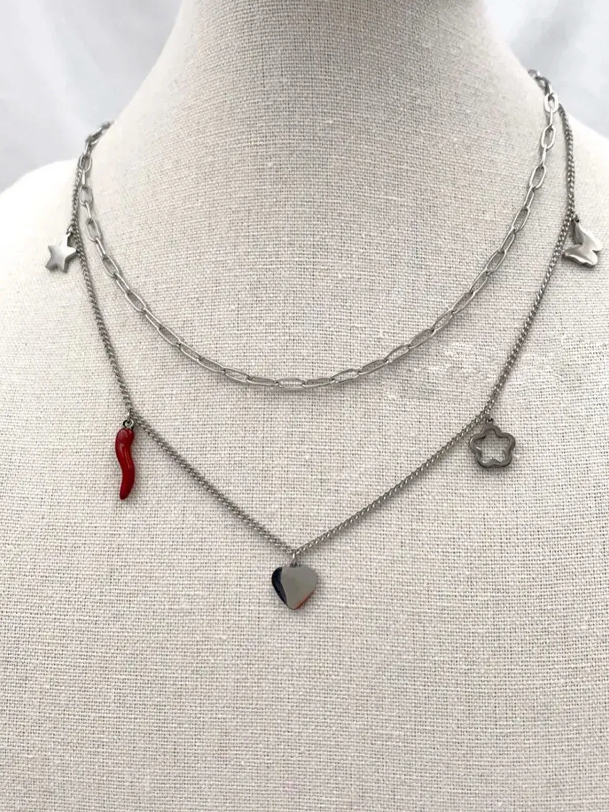 Rejena Collier femme en acier avec pendentifs