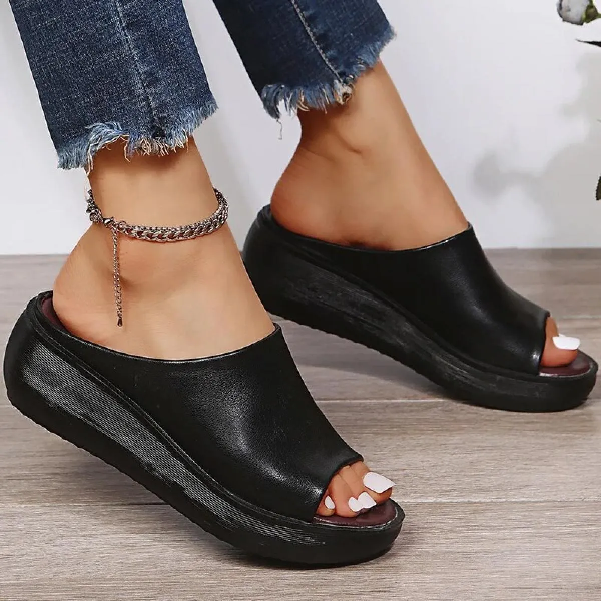 Sandali da donna Sandali con plateau peep toe Mujer Scarpe con tacco Scarpe estive da donna Sandali con zeppa con pantofole con