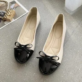 Scarpe basse da donna Comode scarpe basse in pelle antiscivolo da donna Eleganti scarpe singole da donna con fiocco Scarpe da ma