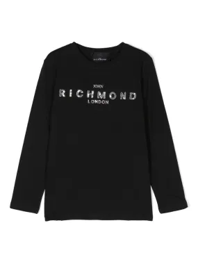 T-shirt con logo di paillettes