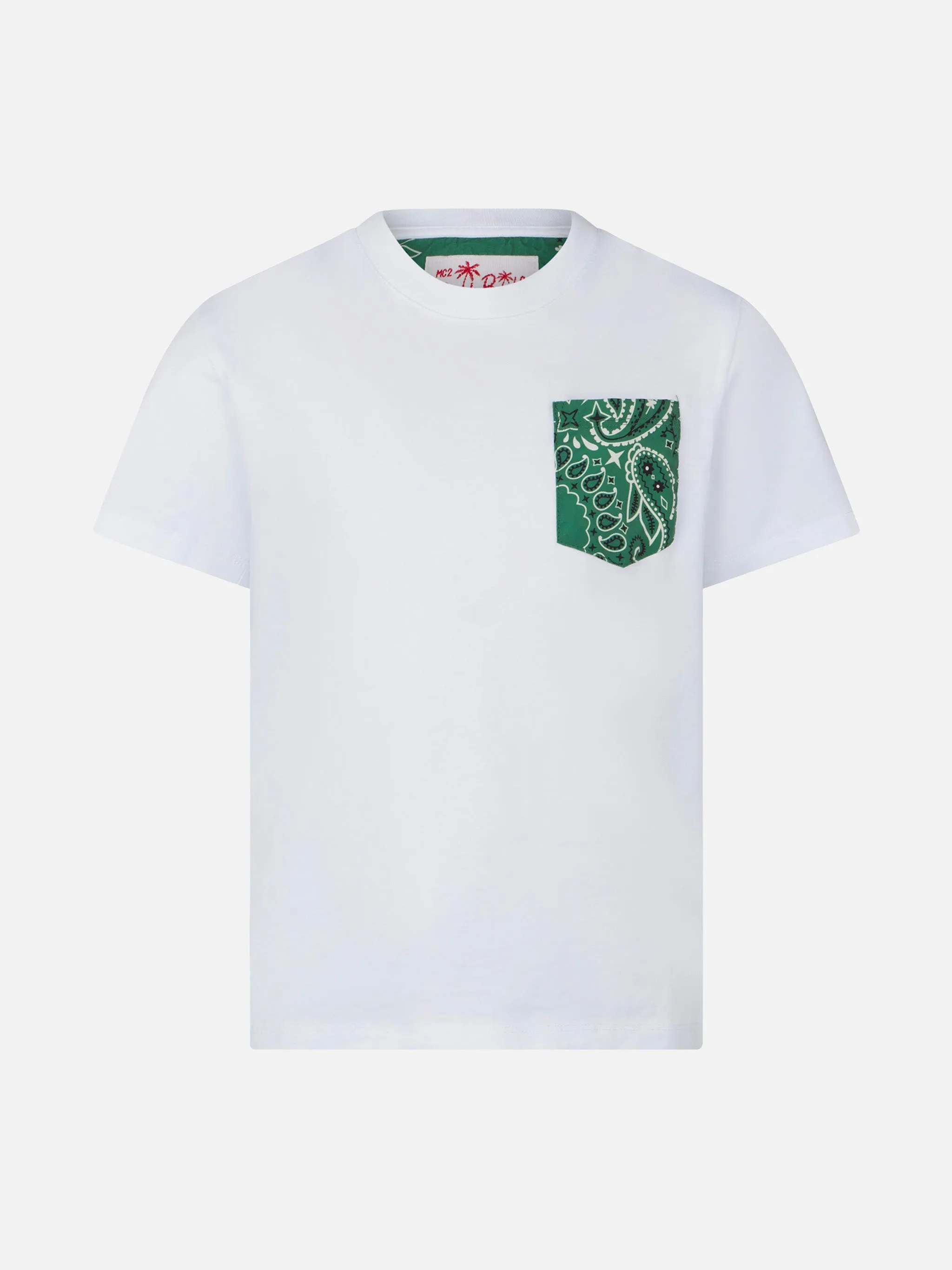 T-shirt da bambino in cotone con taschino stampato
