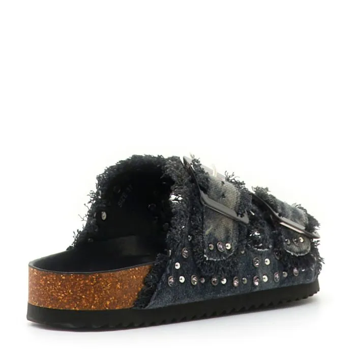 TWO BUCKLE DENIM SANDAL