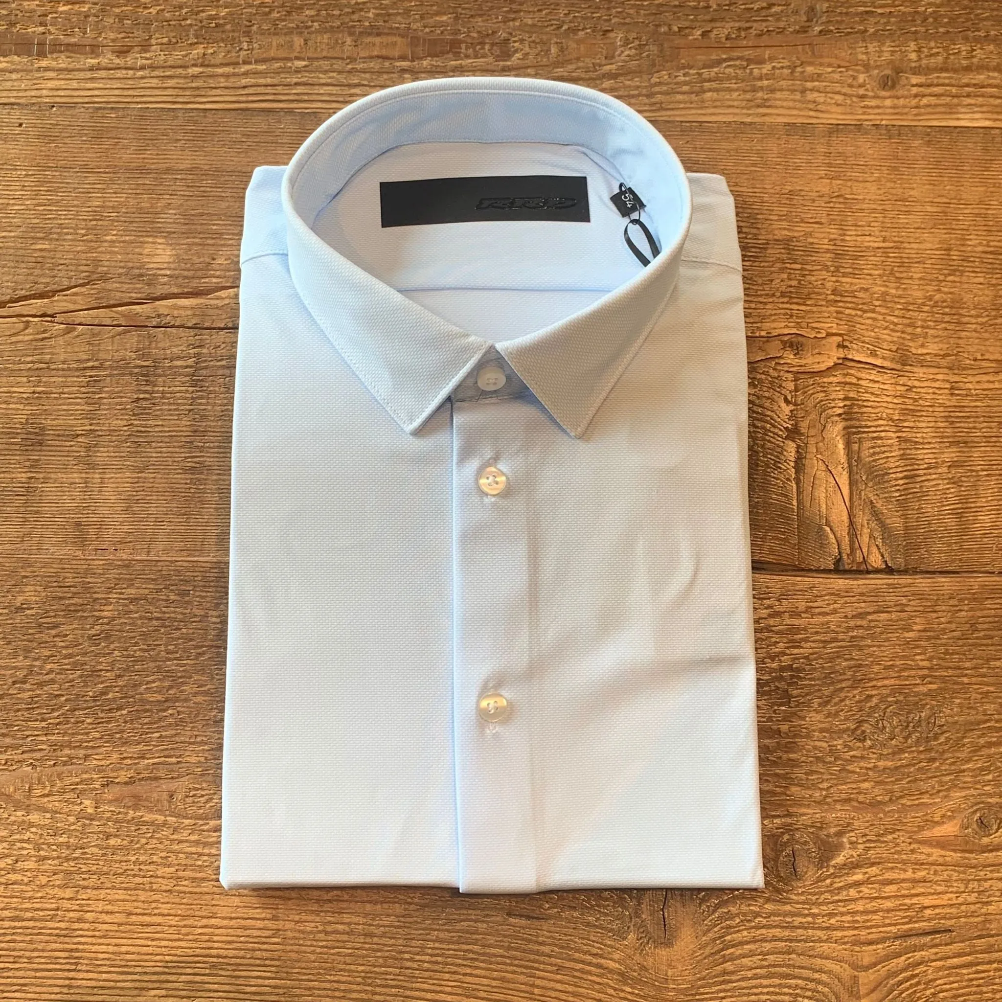 US3-184 Camicia Oxford Jaquard Open Celeste Man  